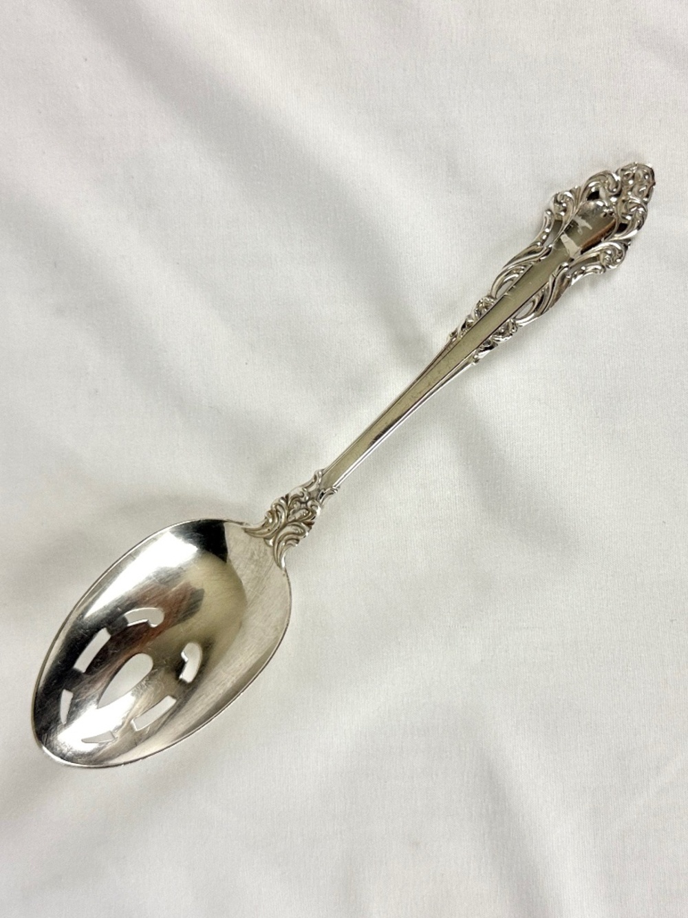 Reed and Barton Sterling Grande Renaissance Lg Slotted Pierced Serving Spoon